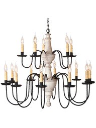Harrison Wood & Tin Two-Tier 15-Light Chandelier